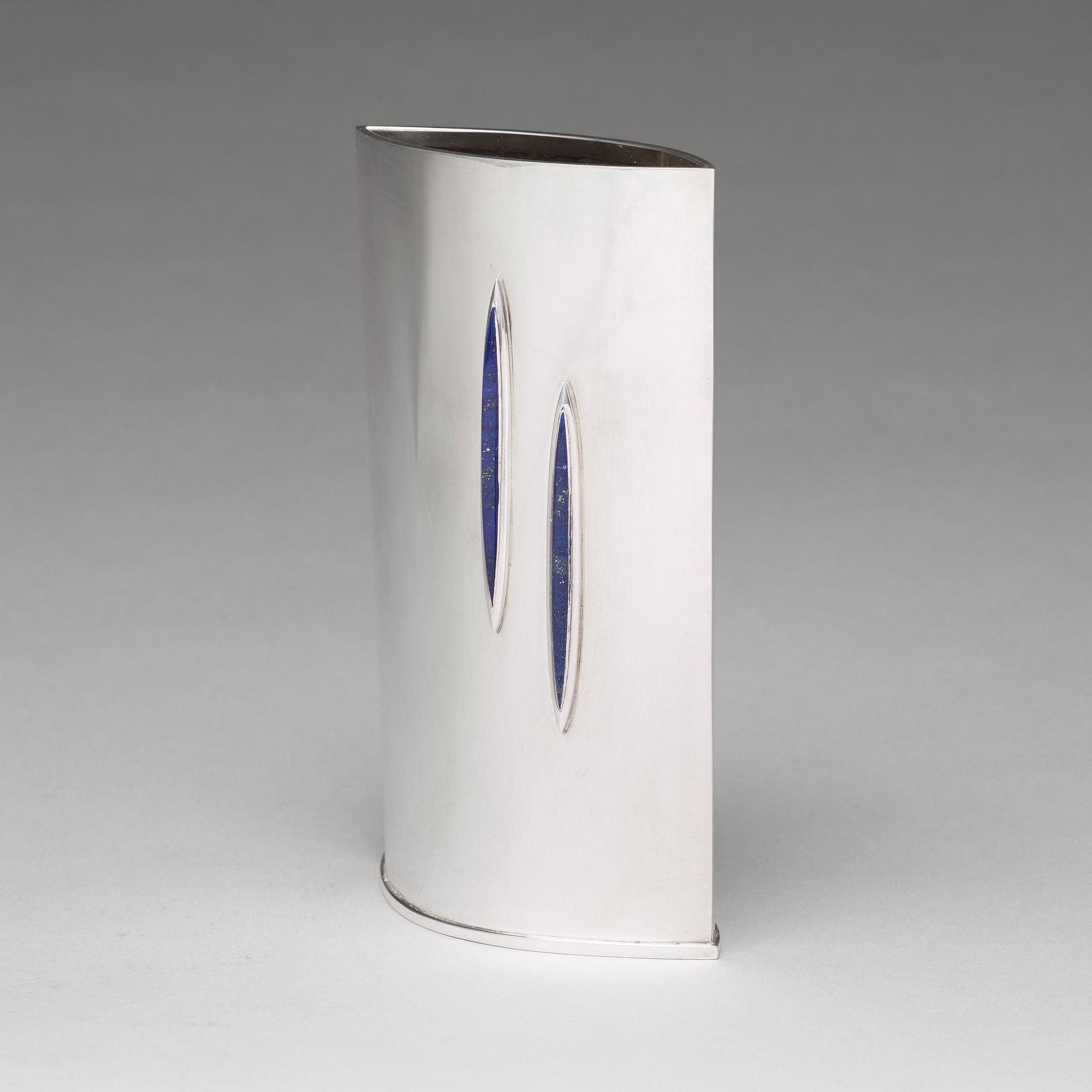 Theresia Hvorslev, a sterling silver vase with lapis lazuli, Lidköping, Sweden 2003.