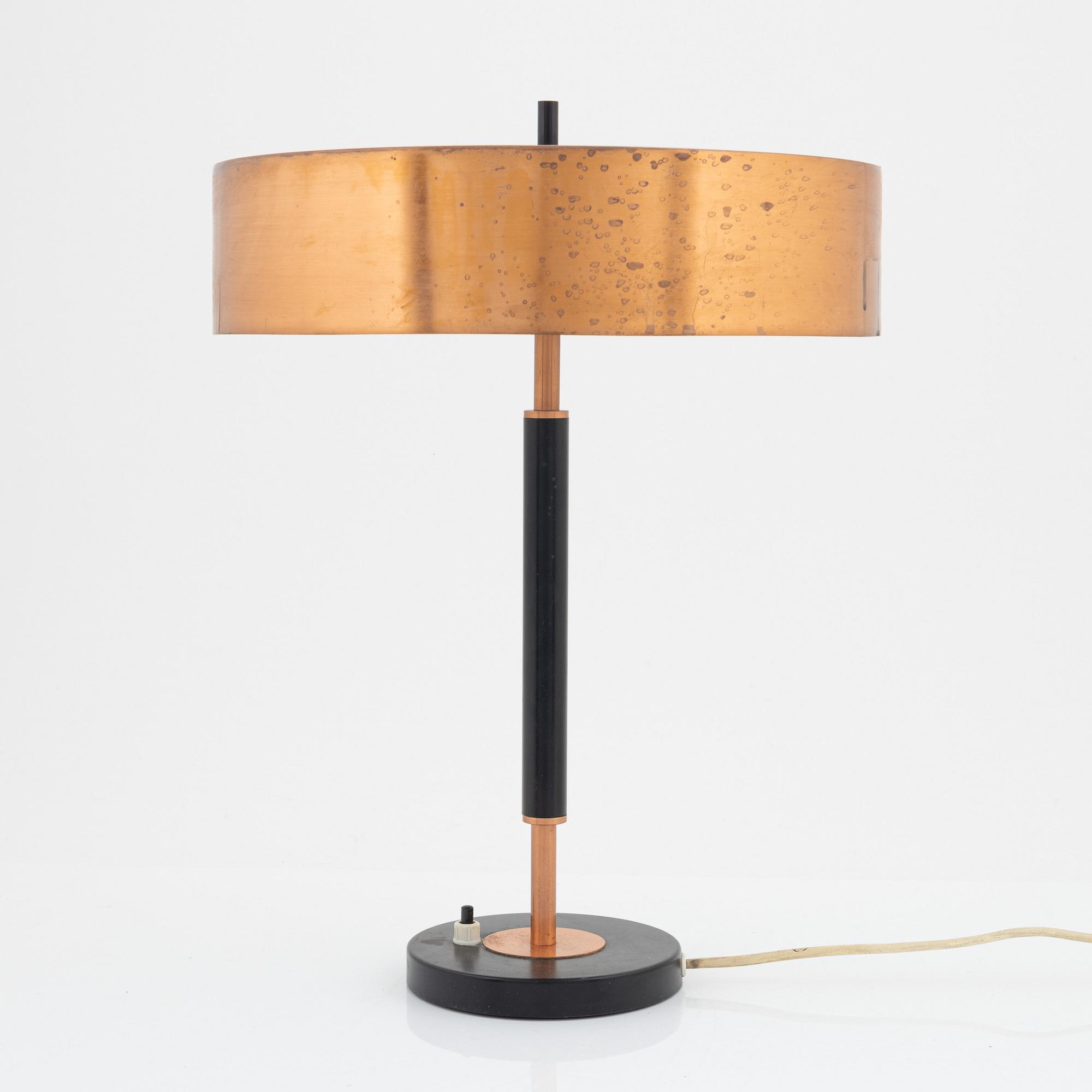 A copper table light, mid 20th Century.