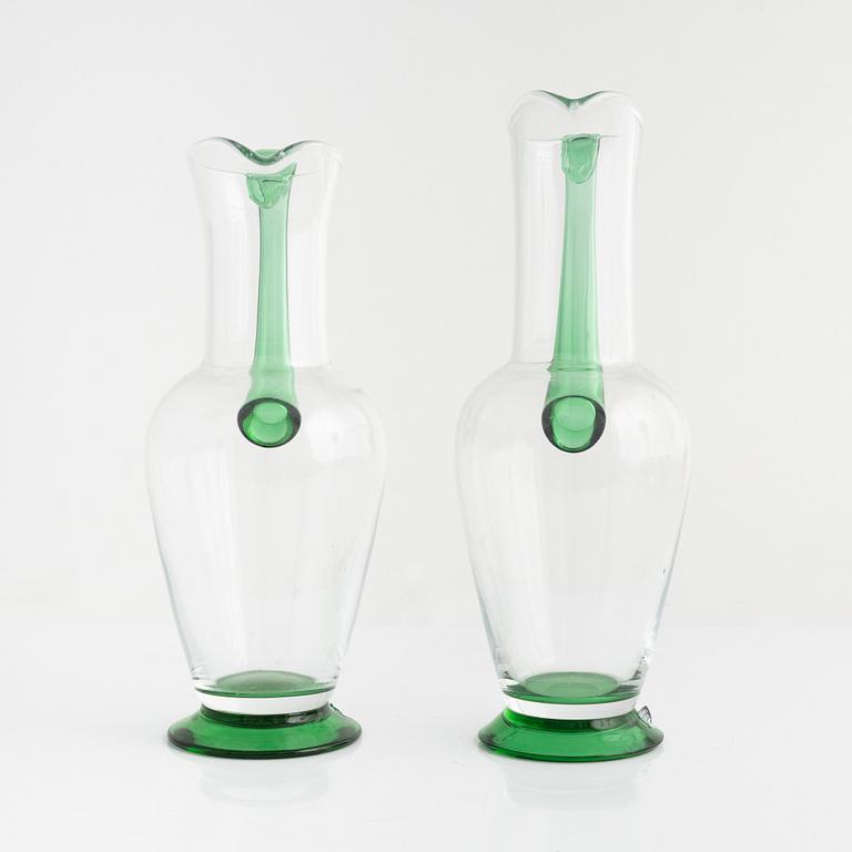 Gunnar Cyrén, two 'Nobel' glass jugs, Orrefors, late 20th century.