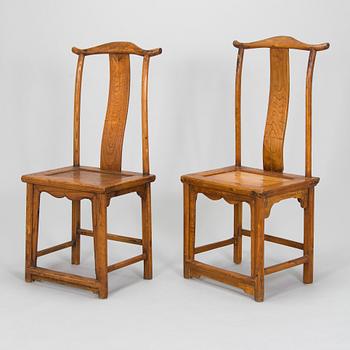 Stolar, 2 st hardwood. Kina. Qing dynastin. 1800-tal.