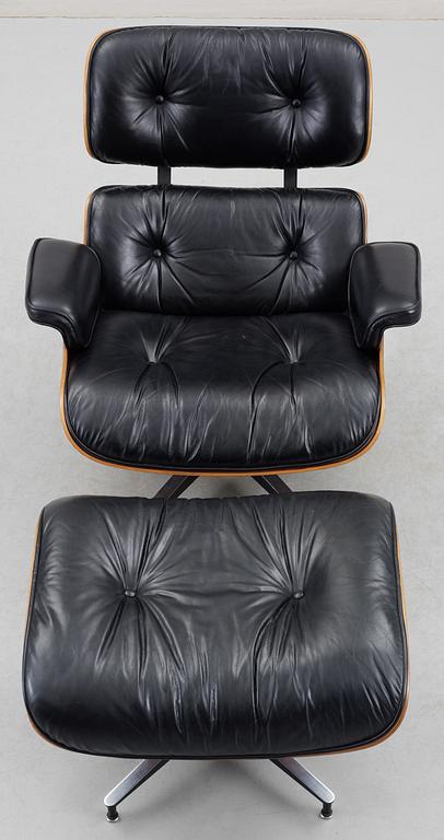 A Charles & Ray Eames Lounge Chair and ottoman by Herman Miller,