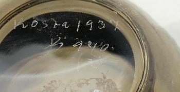 VAS, glas, Art deco, Elis Bergh, Kosta, sign o dat 1937. "Xg 940".