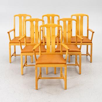 Carl Malmsten, Armchairs, 6 pieces, “Ambassadör”, Åfors Möbelfabrik, late 20th century.