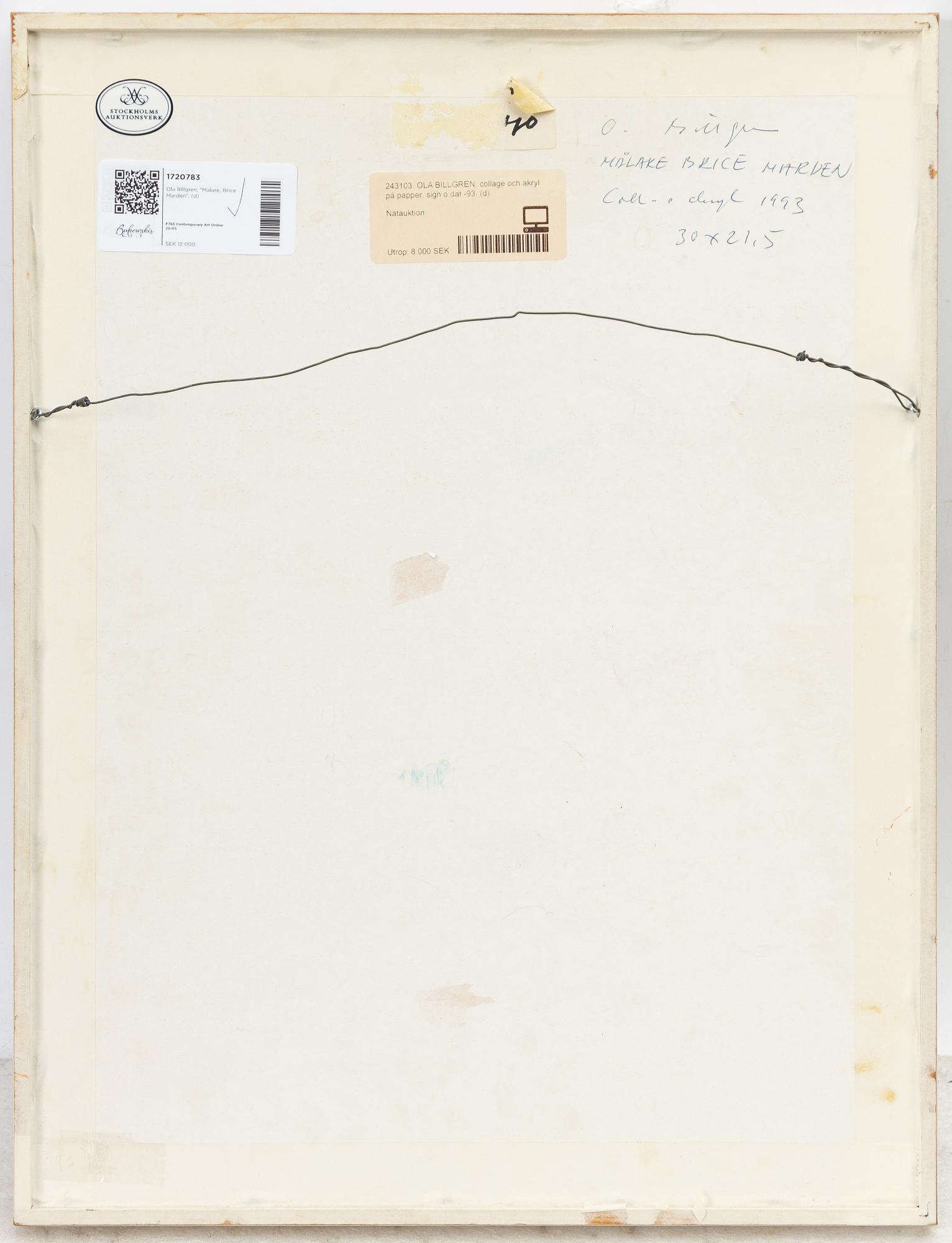 Ola Billgren, "Målare, Brice Marden".