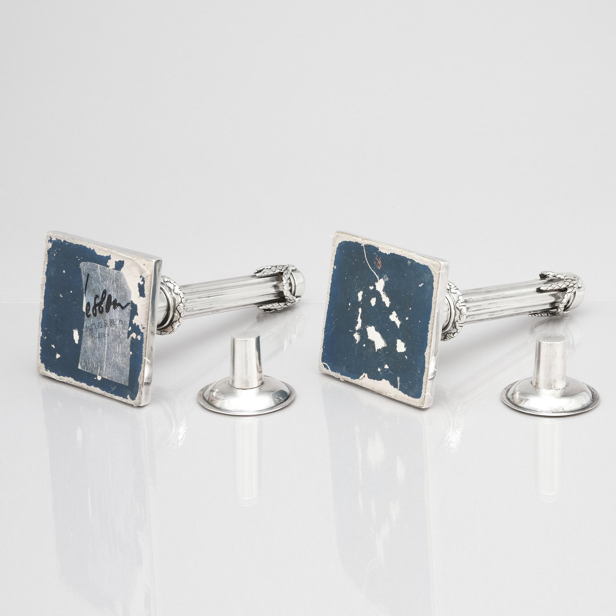 Johann Philipp Heckenauer, ljusstakar, ett par, silver, Augsburg 1787-1789.