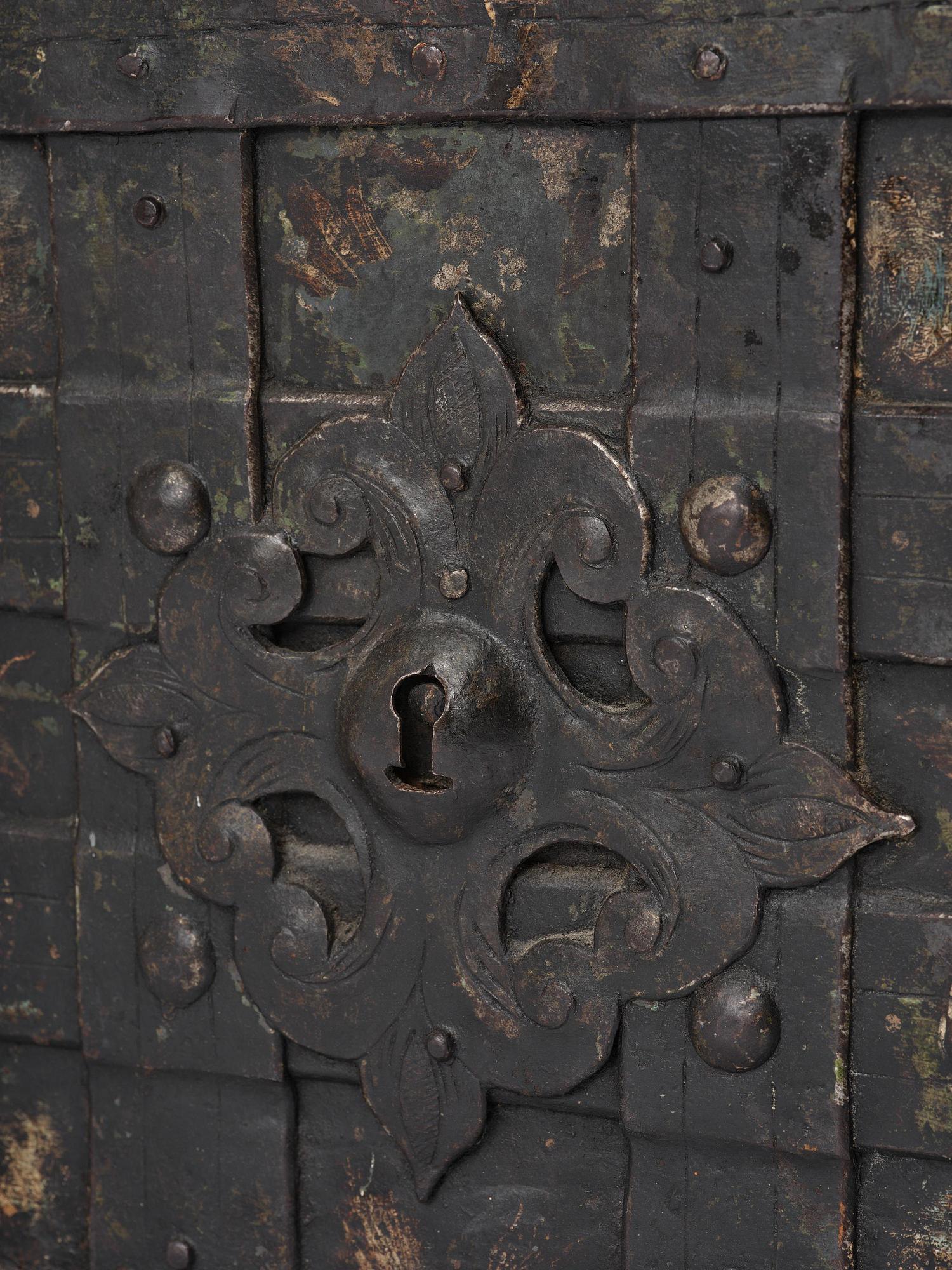 A Baroque German presumably Nuremberg iron 'Armada' chest, later part of the 17th century.