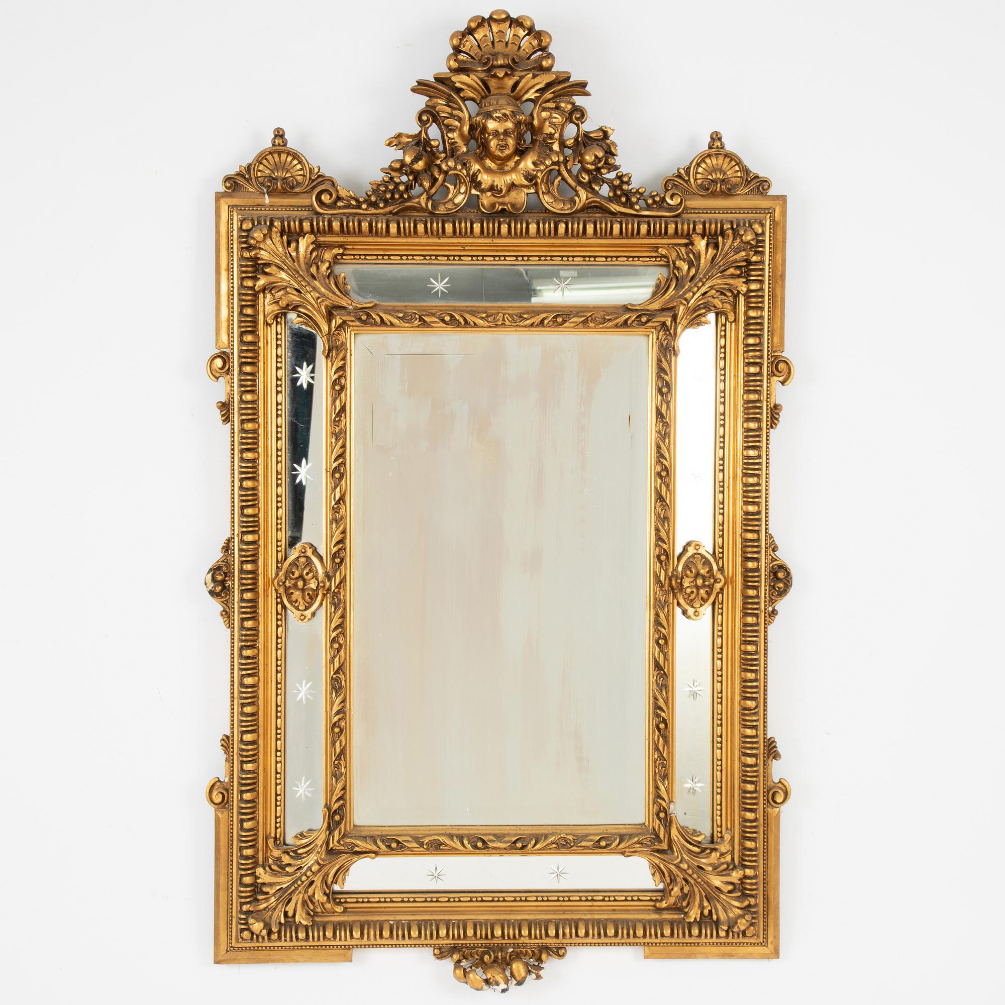 Spegel, barockstil, omkring år 1900.