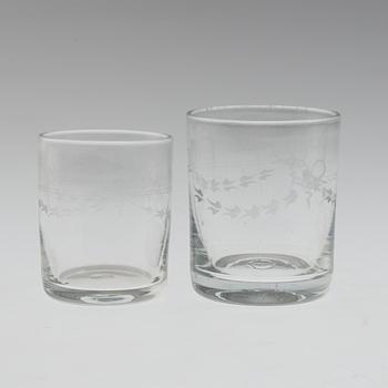 A 66 piece Swedish "Antik" glass service by Reijmyre Glasbruk, late 20th century.