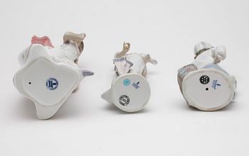 FIGURINER, 3 st, porslin, Lladro, Spanien, 1900-tal.