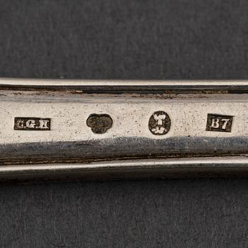 5+1 swedish silver dessert forks, including mark of Petter Julin, Köping 1761.