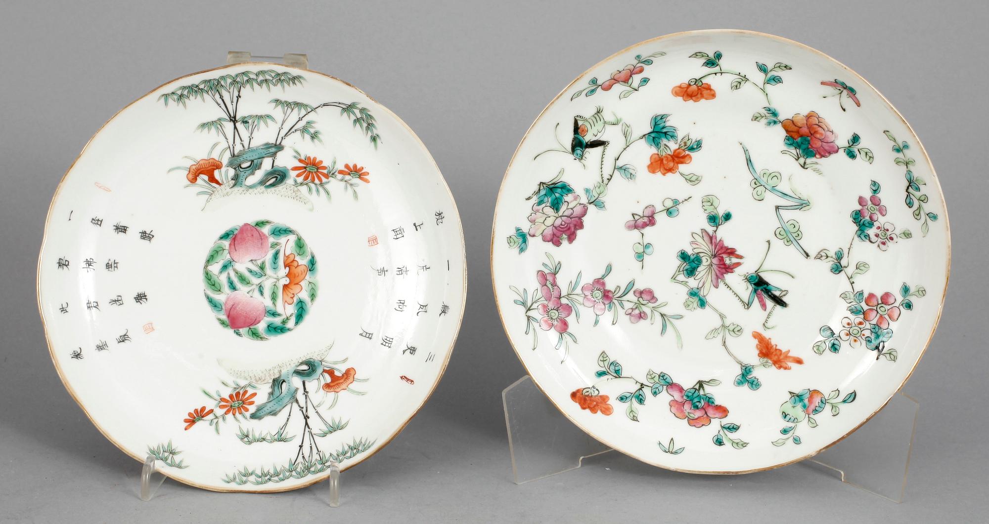 FAT SAMT TALLRIKAR, 7 st, porslin, Kina 1800-1900-tal.