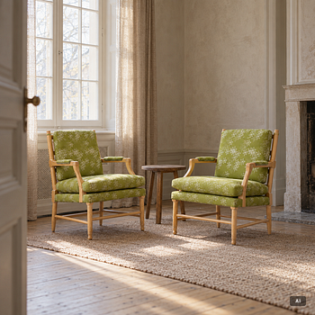A pair of Gustavian style armchairs, tidigt 2000-tal.