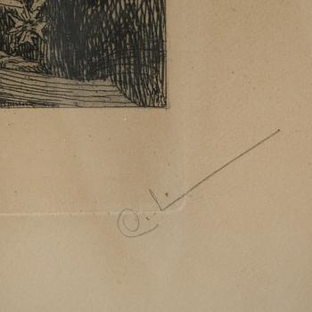 CARL LARSSON, etsning, signerad,