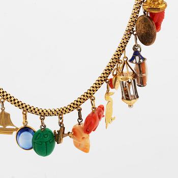 18K gold necklace with charms.