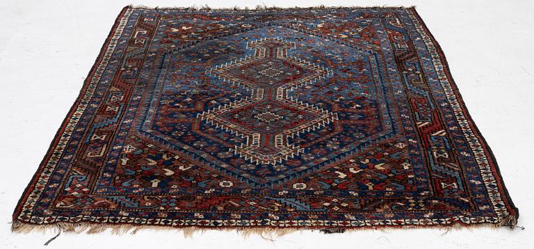 A Khamseh rug, antique, c. 192 x 155 cm.
