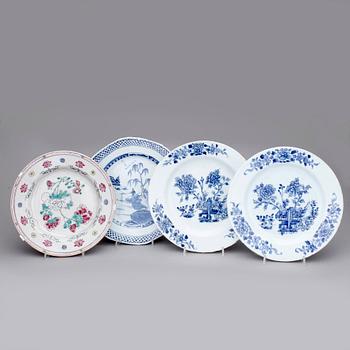 TALLRIKAR, 4 st, porslin, Kina, bl.a Qianlong (1736-95).