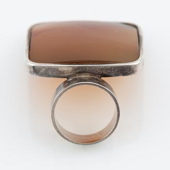 Ring, silver with agate, France.