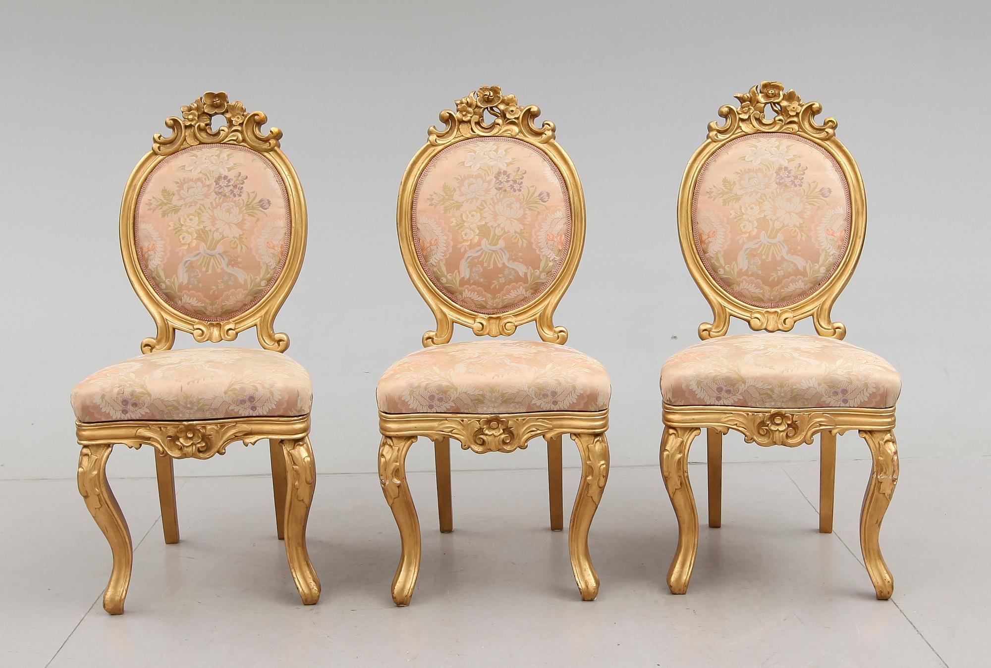 STOLAR, 3 st, rokokostil, 1800-talets andra hälft.