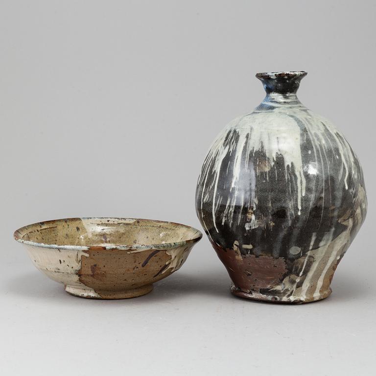 ANNE KJAERSGAARD, a ceramic vase and a bowl.