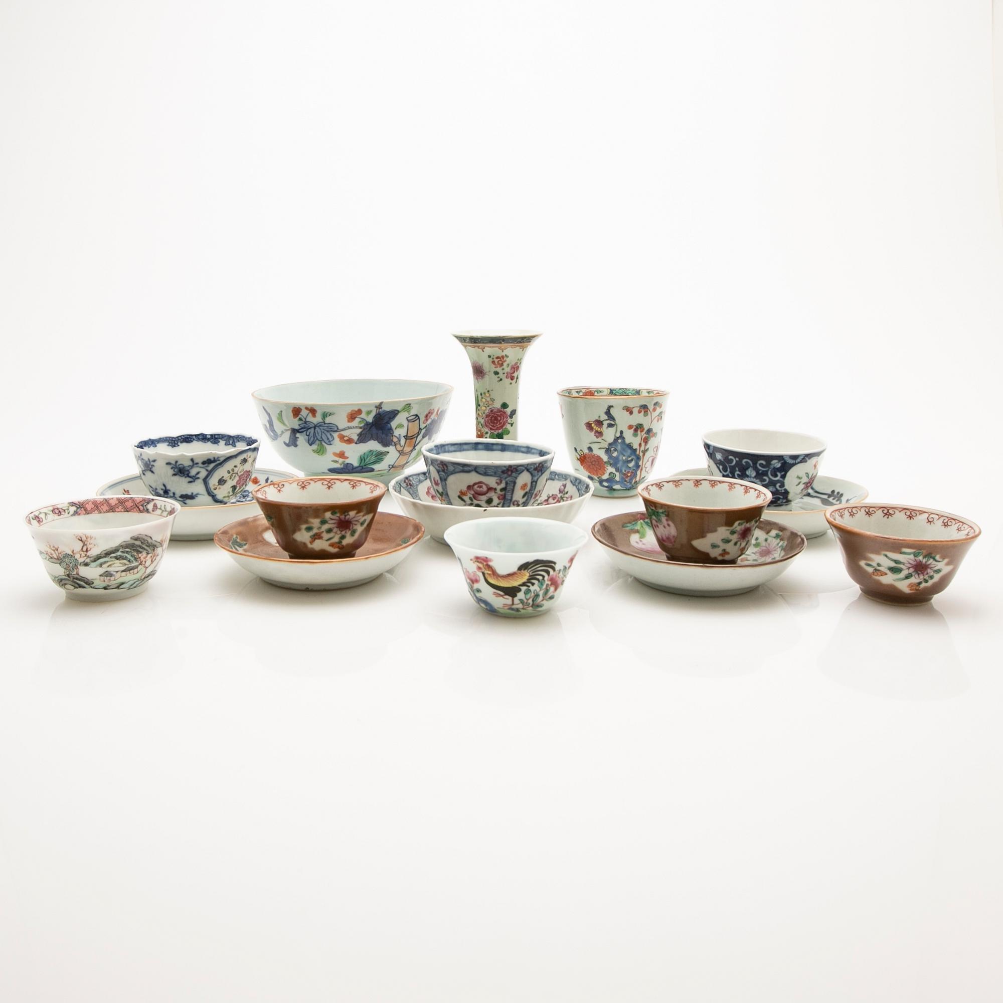 Ett parti, 11 delar, porslin, Kina, delvis 1700-tal.