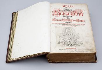 BIBEL, KARL XII:s, "Biblia thet är all then heliga skrift...", Stockholm 1703.