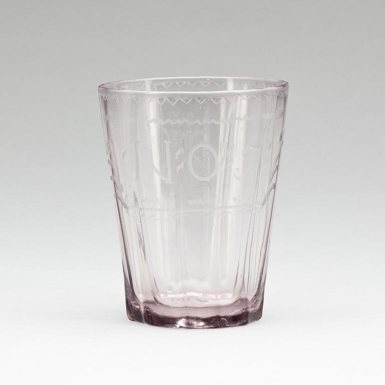 BÄGARE, glas. Troligen Sverige, 1700-tal.