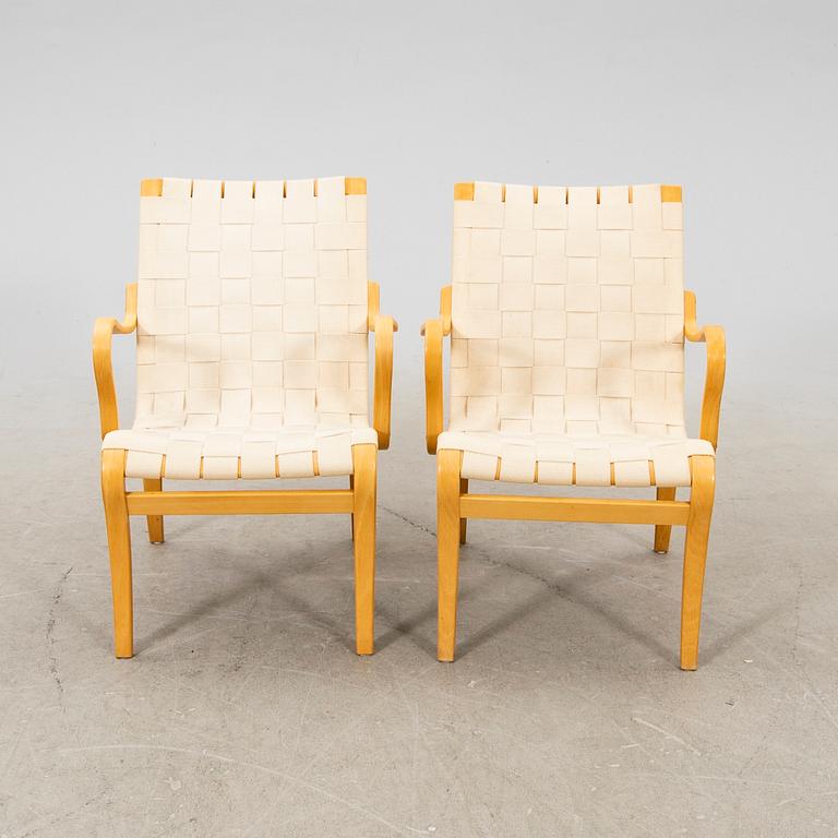 Bruno Mathsson, fåtöljer, ett par "Mina", Bruno Mathsson International, Värnamo.