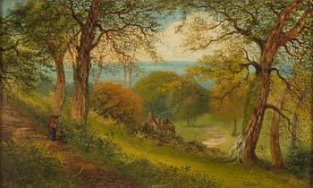 ENGELSK SKOLA, olja på pannå, signerad j Linnell.