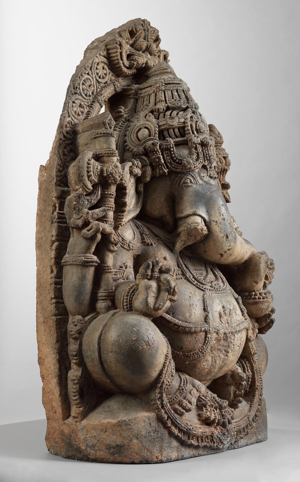 A stone figure of Ganesha, India, Karnataka, Hoysala period, 11/12th Century.