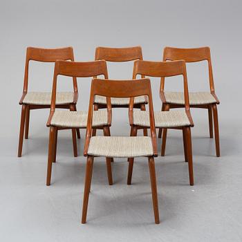 Alfred Christensen, six 'Boomernag/370' oak chairs, Slagelse, Denmark, 1960's.