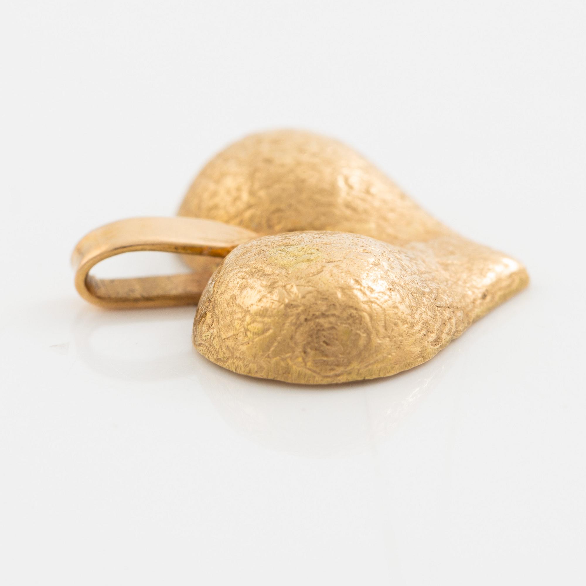 Pendant in the shape of a heart, 18K gold, likely PA Lundahl-Terrs.