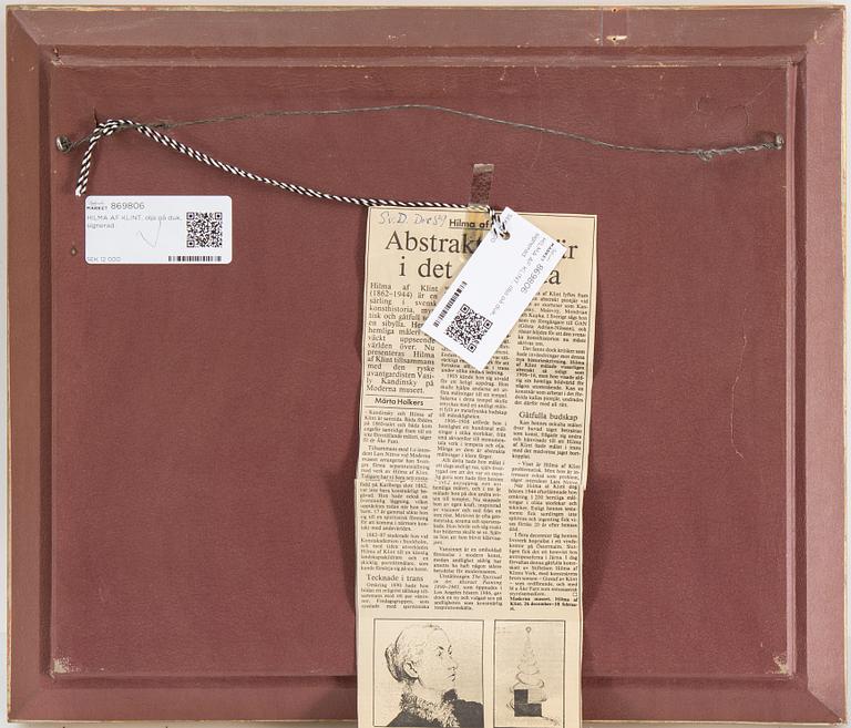 HILMA AF KLINT, olja på duk, signerad.