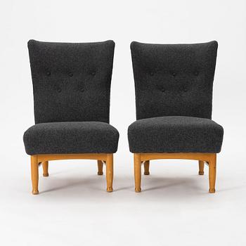 Elias Svedberg, a pair of easy chairs. Swedish Modern, Nordiska Kompaniet 1940s.