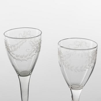 A set of 13n glasses, circa 1800.