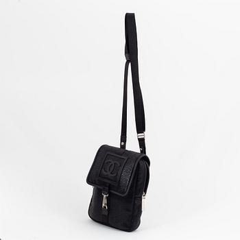 Chanel, a black lizzard fabric sportline crossbody bag, 2008-09.