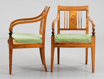 SOFFA samt KARMSTOLAR, 2 st, Karl Johan, 1800-talets första hälft.
