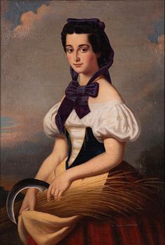 Unknown artist, 19th century, Young woman with a sheaf.