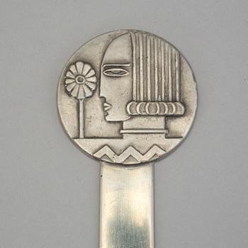 SYLVIA STAVE, brevkniv, tenn, art deco, för CG Hallberg, 1930-tal.
