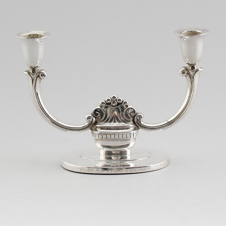 KANDELABER, silver,  Stockholm 1936.