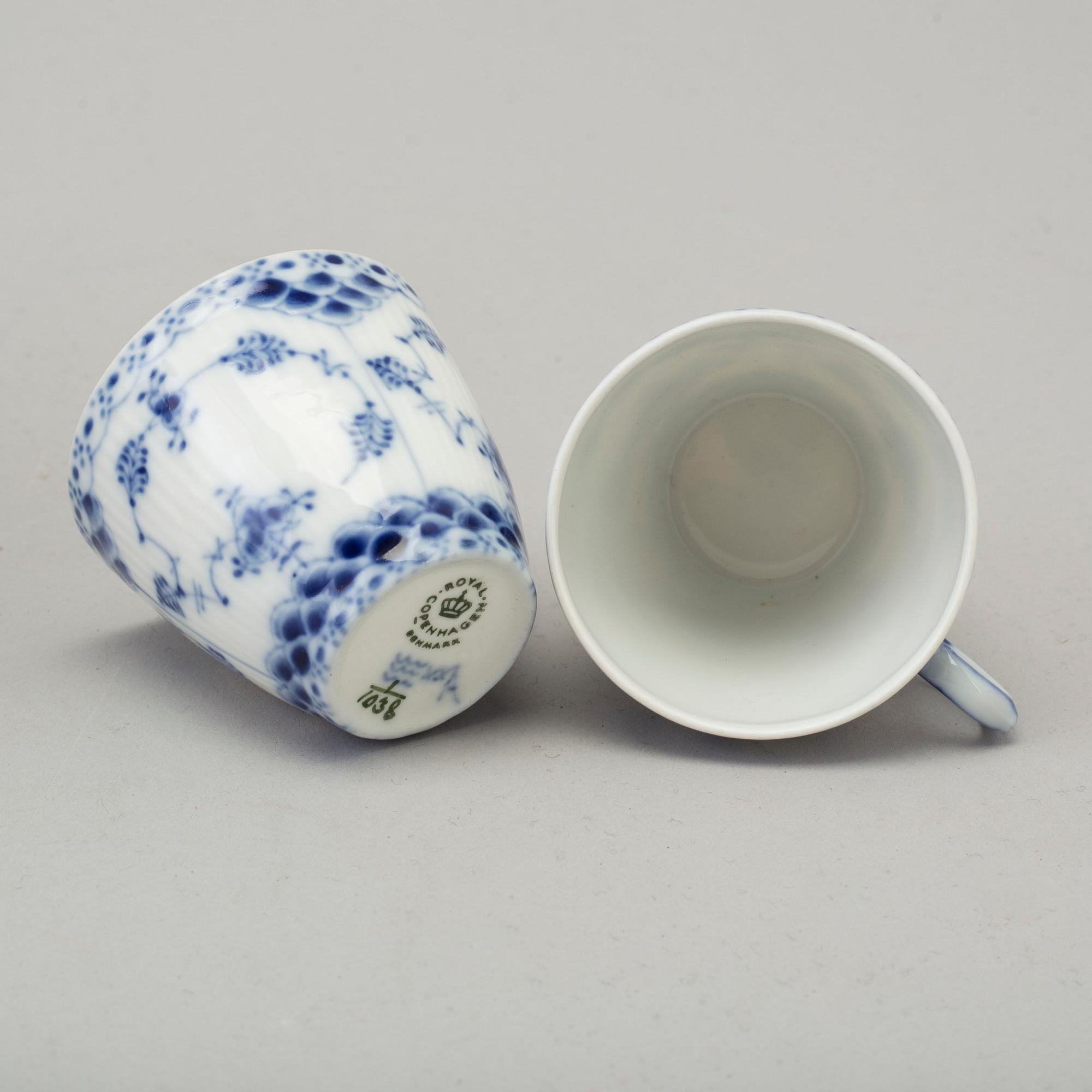 A 9 pieces porcelain table ware 'Musselmalet' from Royal Copenhagen, Denmark.