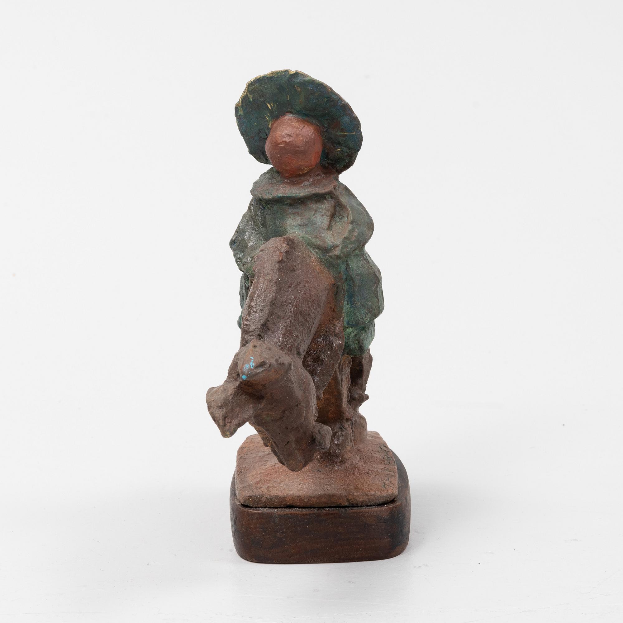 Tomas Almberg, two sculptures, Signed. Numbered. Patinated and painted bronze.
