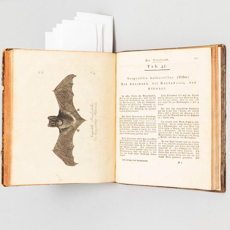 BOOK, with hand coloured dry needle engravings.