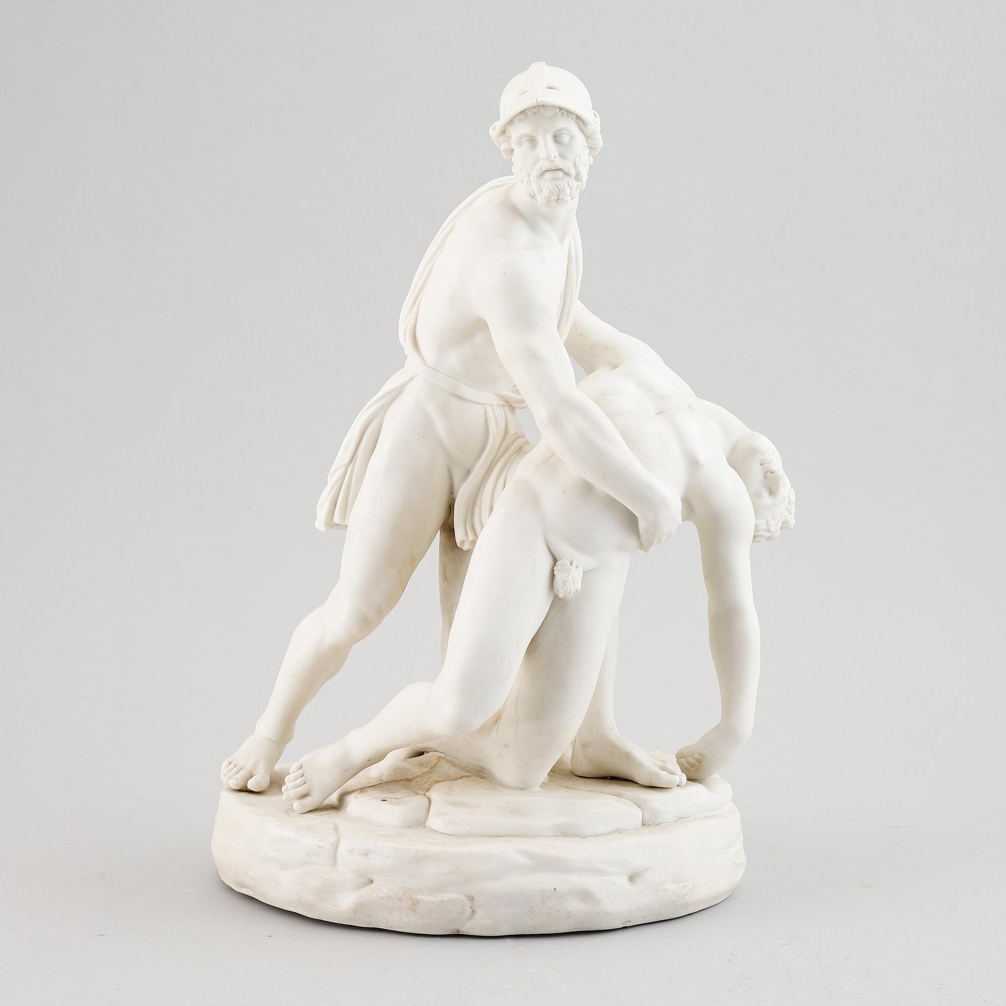A parian ware sculpture after the Pasquino Group, around year 1900.