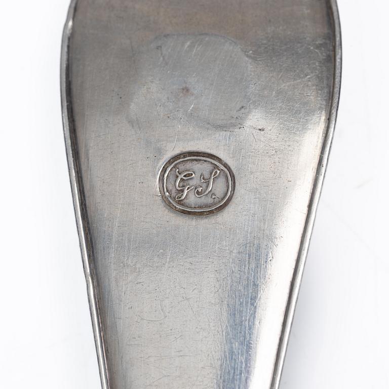 Olof H Bergström, gafflar, 6 st, silver, Uppsala 1815.