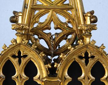 DEL AV ALTARE, mässing o trä, nygotik. 1800/1900-tal.