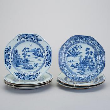 TALLRIKAR, 7 st, porslin, Kina, 1700-tal.