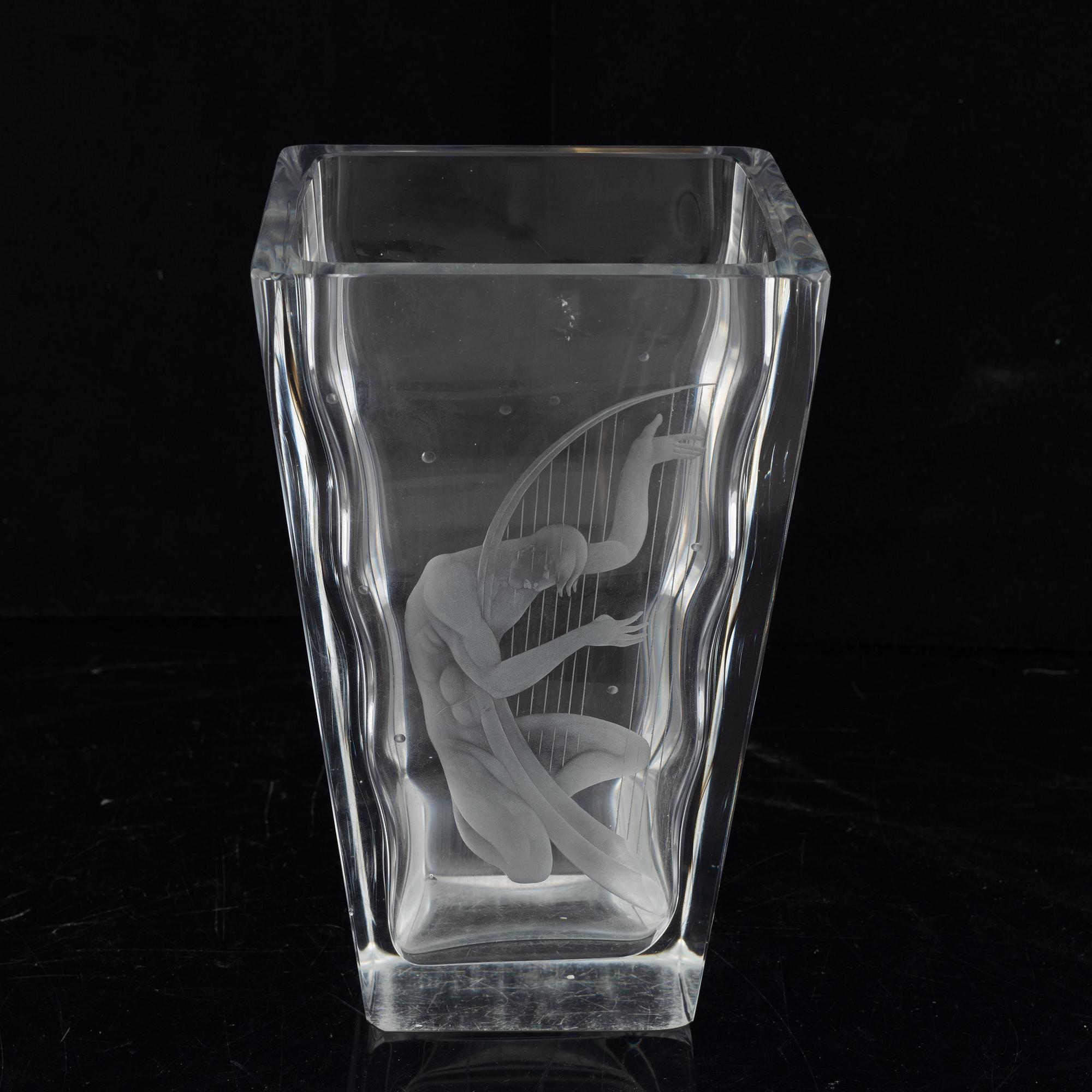 Vicke Lindstrand, a glass vase, Orrefors.