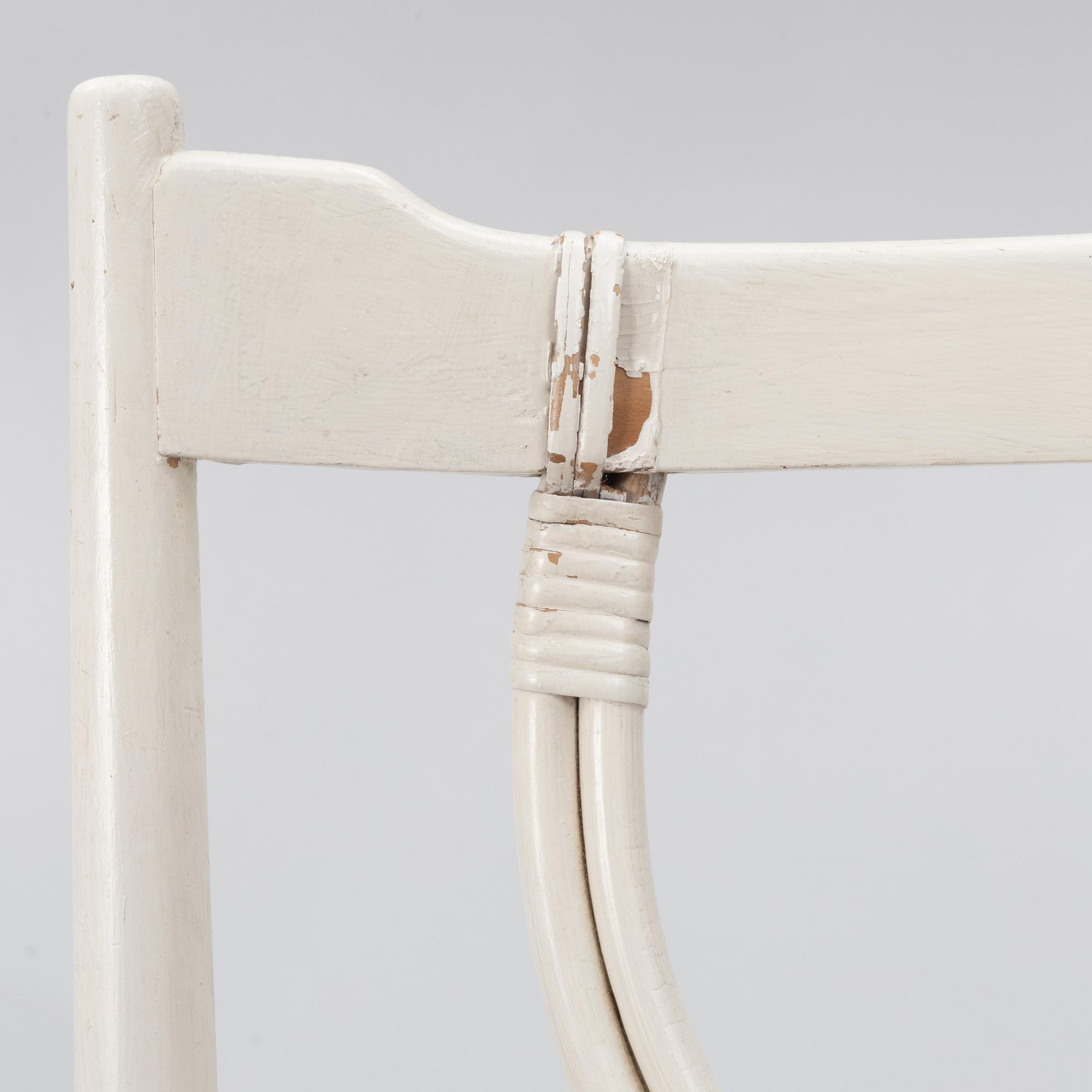 Josef Frank, a set of eight dining chairs, model B2238, Svenskt Tenn. second half of the 20th century.