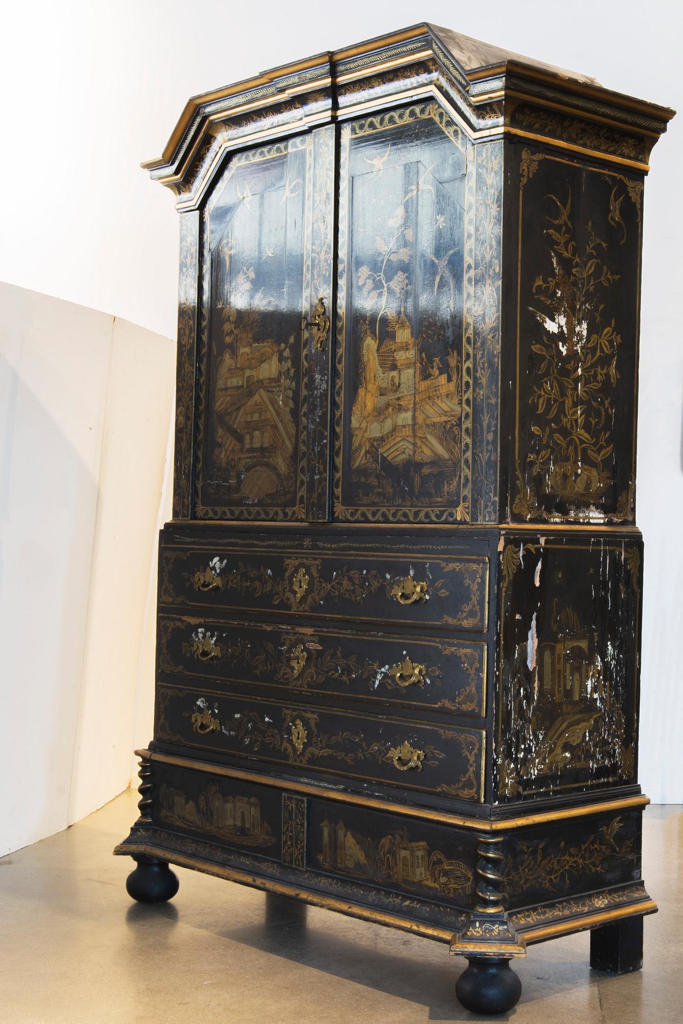 An early 18th century Chinese style cupboard.