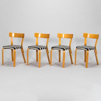 Alvar Aalto, a set of six mid-20th century model 69 chairs for Artek .